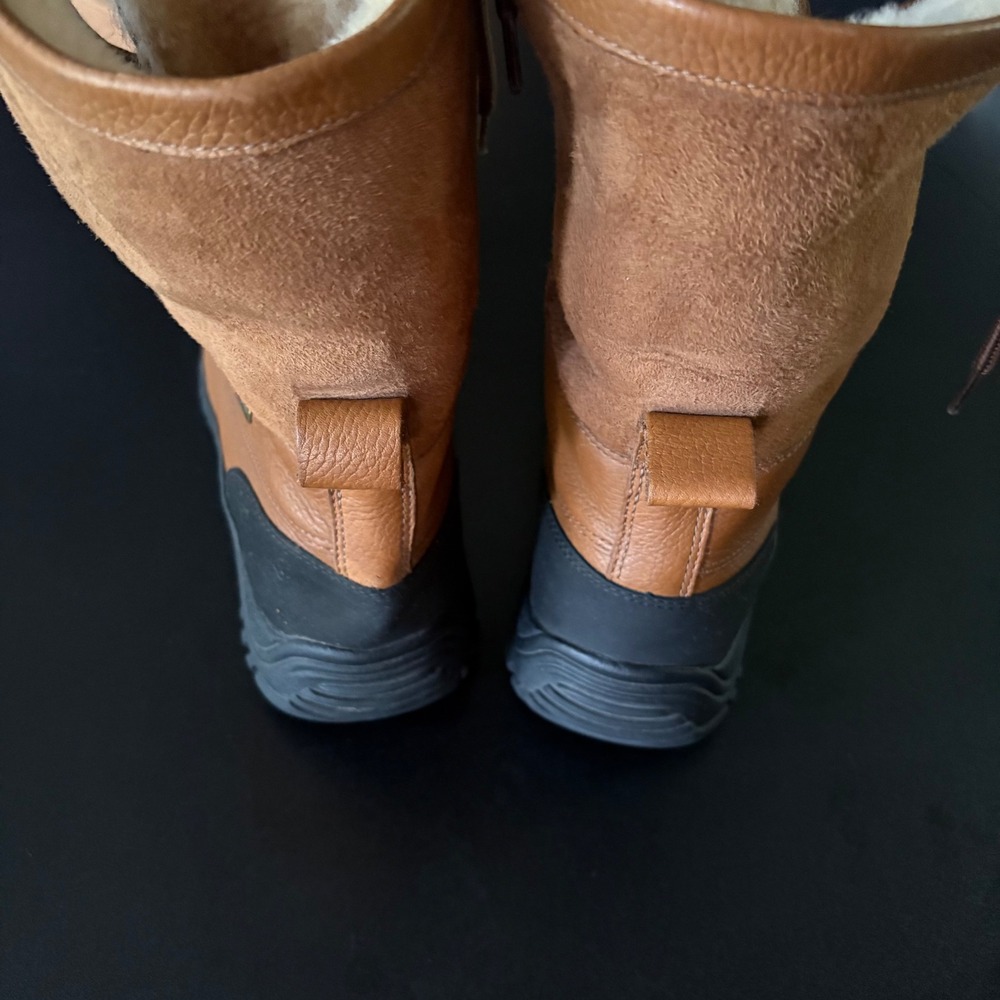 Ugg Adirondack snow Boots leather lambs wool ski boots winter size 9 chestnut - Picture 7 of 11